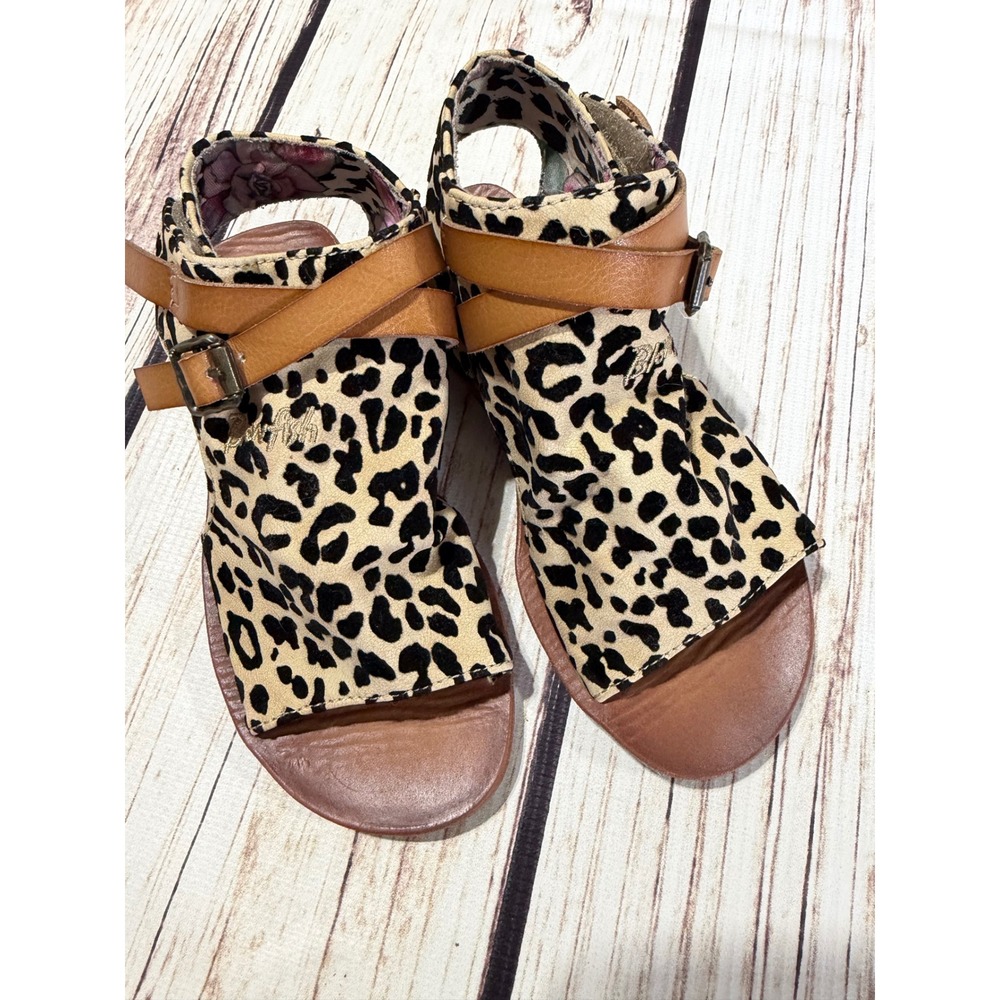Blowfish Malibu Kids Leopard Print Slouchy Buckle Sandals Brown‎ Tan Size 12